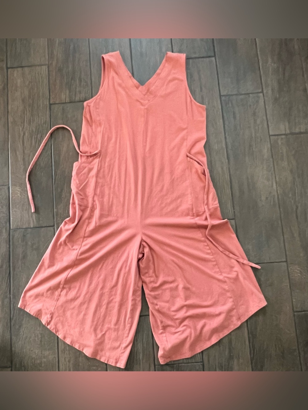 Any Body Cozy Jersey Knit Sleeveless Jumpsuit size Medium Spiced Coral